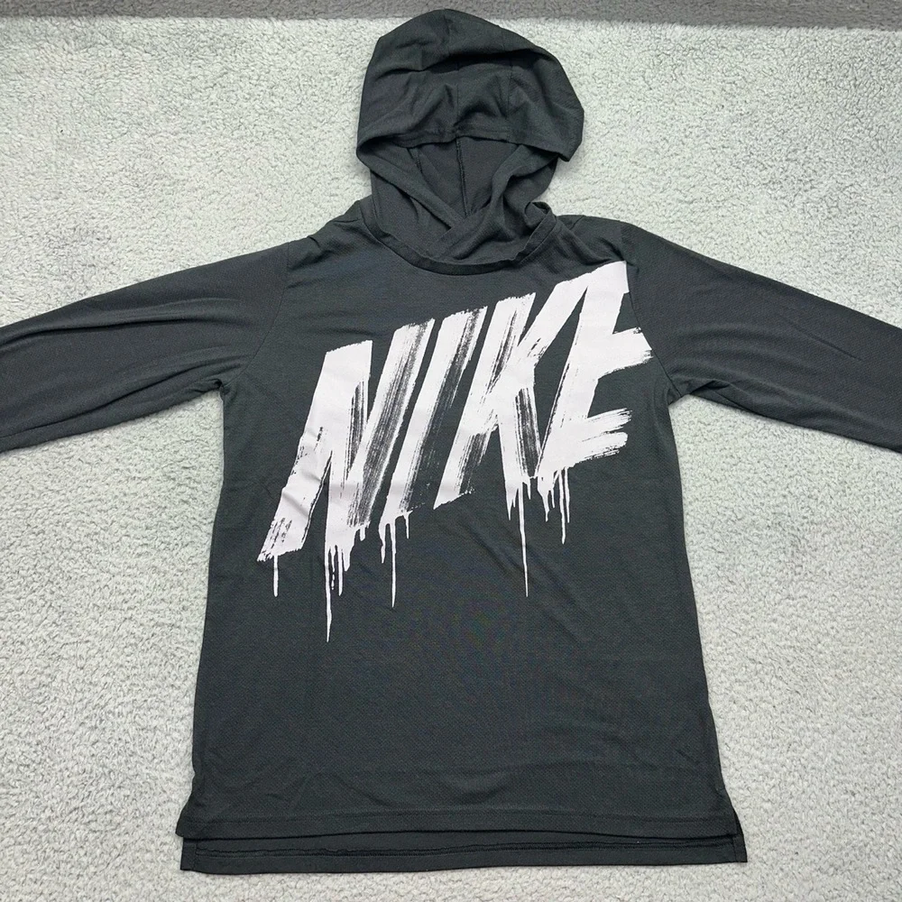 Nike CN5984-010 Youth XL Dri-Fit Breathe Kids' Hoodie L/S Graphic Pullover Shirt